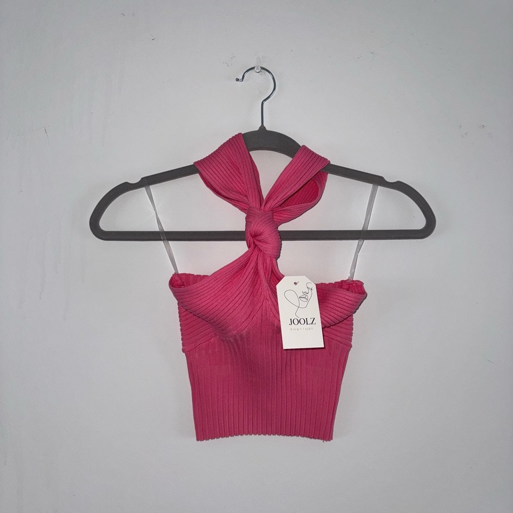 Joolz Boutique Pink Ribbed Halter Top